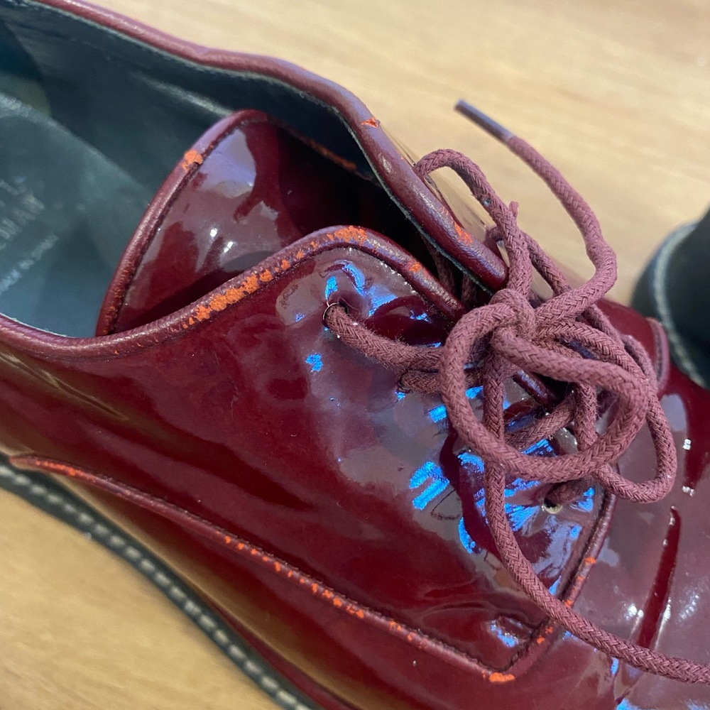 Stuart Weitzman Pipekent Cherry Red Flatform Platform Oxfords, US Women’s Size 7 - Picture 8 of 12